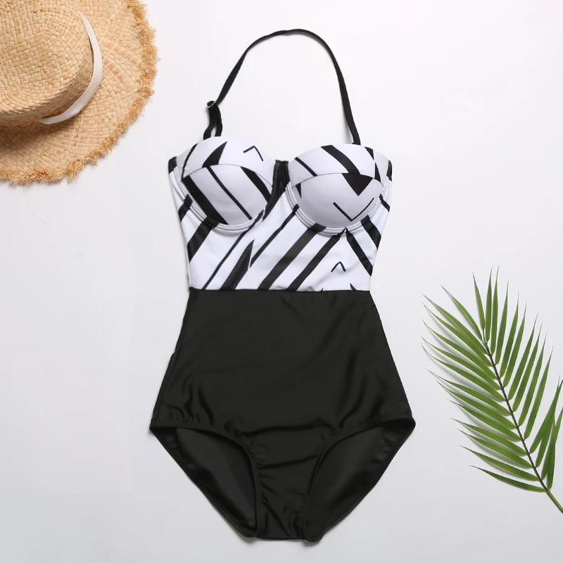 

One Piece Swimsuit Women Push Up Moulded Cups Monokini 2019 Girl Sexy High Leg Beach Bathing Suit Swimwear
