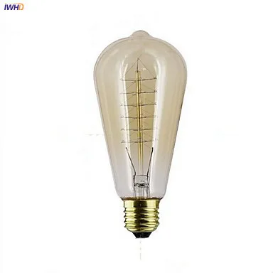 IWHD ампулы Винтаж Эдисон лампы ST64 E27 40W 220V подвесной светильник в стиле ретро лампа
