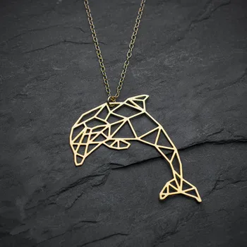 

Wholesale Dolphin Necklace Geometric origami fish necklace Women Necklaces Geometric Accessories Geometric Jewelry