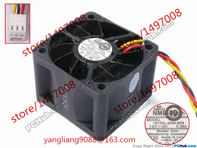 

NMB-MAT 1611KL-04W-B59 L54 800-23903-02 DC 12V 0.39A 40x40x28mm Server Cooling Fan