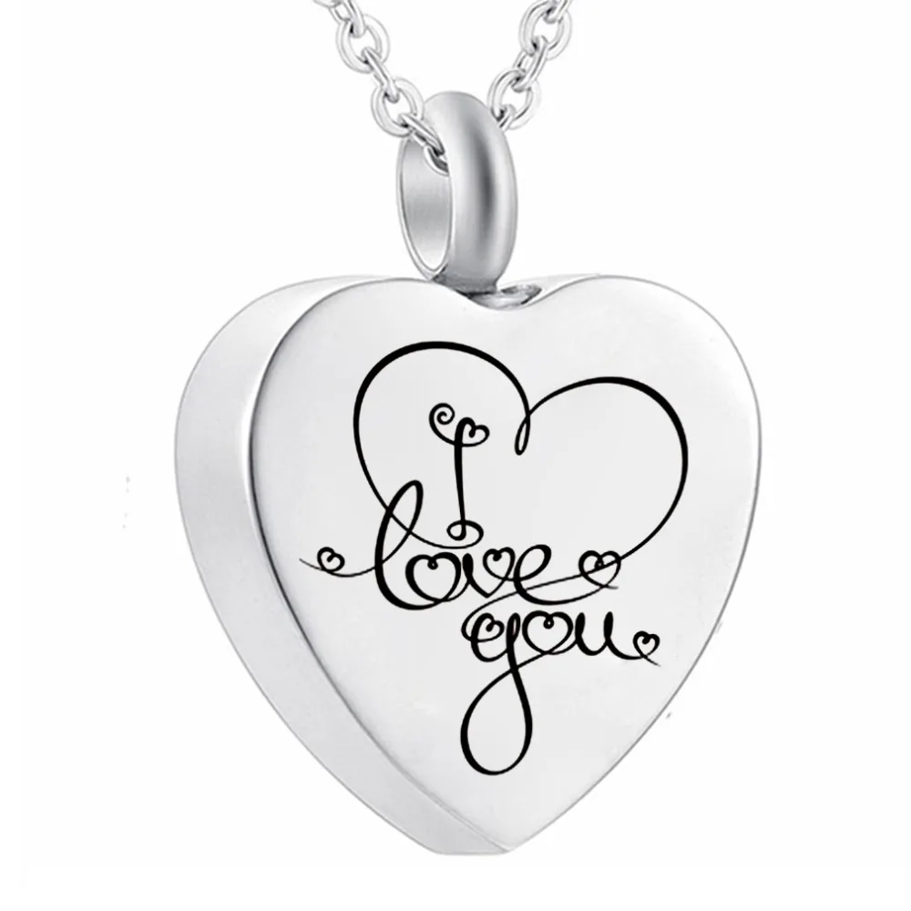 Кремационные украшения нержавеющая сталь Love you пепел Keepsake сердце кулон водостойкие кремации урна ожерелье мемориальная, для праха