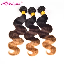 Mslynn Ombre Hair Brazilian Body Wave Bundles T1B/4/27 3 Tone Non-Remy Human Hair Bundles 1 Piece Only Free Shipping