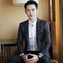 Маленький костюм мужской корейской версии одного костюма куртка ночного клуба костюм Мужской Tide