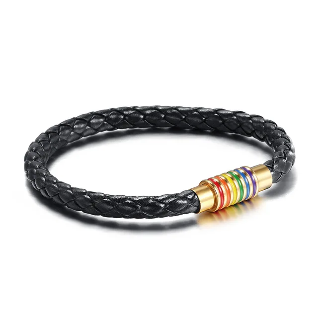 New Magnetic Buckle Rainbow Leather Wristlet Support Right New Magnetic Buckle Rainbow Leather Wristlet Support Right An Pride Bracelet