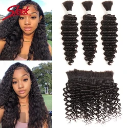 Sleek Remy Human Hair Indian Deep Wave Bundles Hair For Braiding In Natural Color 8 To30 Inch Crochet Braids No Weft Hair Bulk Sleek Remy Human Hair Indian Deep Wave Bundles Hair For Braiding In Natural Color 8 To30 Inch Crochet Braids No Weft Hair Bulk