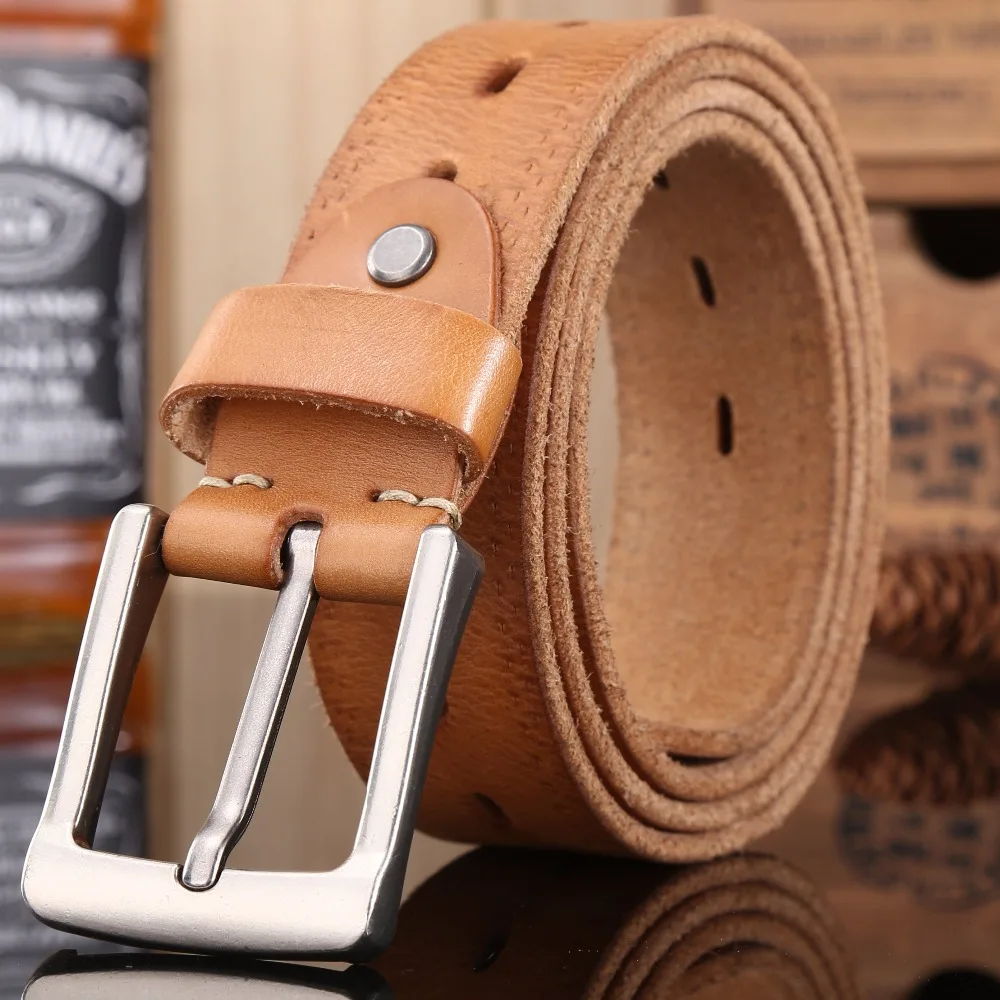 2019 New Casual Mens Belt for Jeans 100/% Genuine Leather Belt Big Size 105-160cm