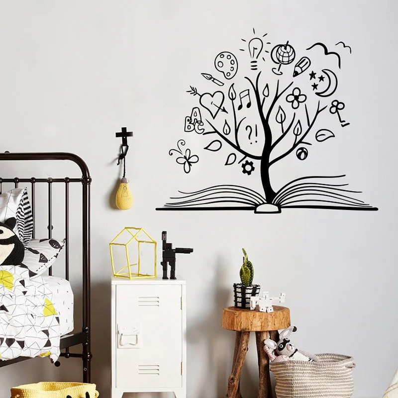 Us 7 52 20 Off Book Tree Vinyl Wall Sticker For Kids Room Library School Classroom Decal Living Room Children Bedroom Home Decoration W231 In Wall
