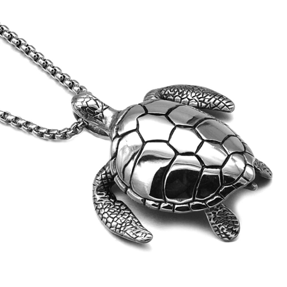 

2018 New Titanium Stainless Steel Animal Sea Turtles Tortoise Pendant Necklaces for Men Jewelry