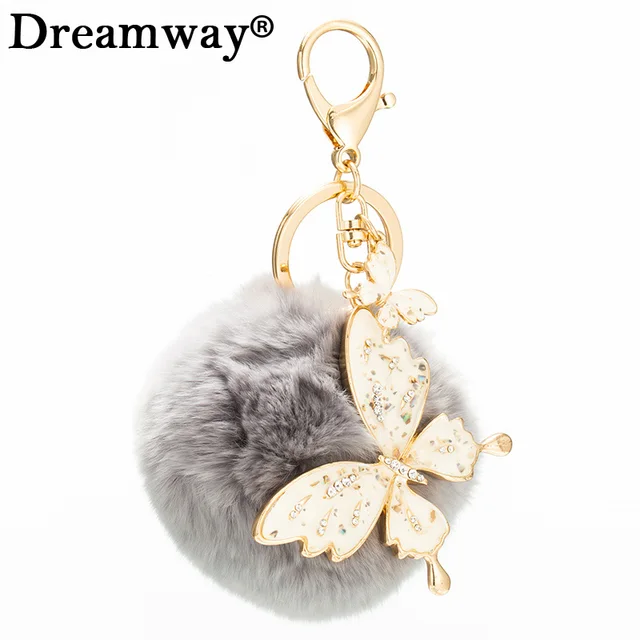 Creative Keychains Novelty Rhinestone Erfly Key Chain Holder Creative Keychains Novelty Rhinestone Erfly Key Chain Holder Charm Women Fur Ball Handbag Keyrings Bag