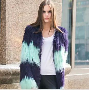 

Winter Faux Fur Coat New Arrival Evening Party Sexy Celebrity Elegant Nightclub Fashion Warm Lady Long Coat