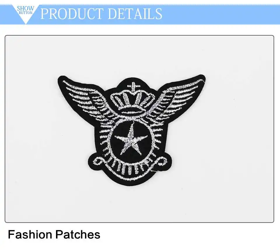 Black Iron On Patches Letter A Wings Mickey Mouse Head M Star Patch Embroidery Applique Designs Stickers On Clothes(3)