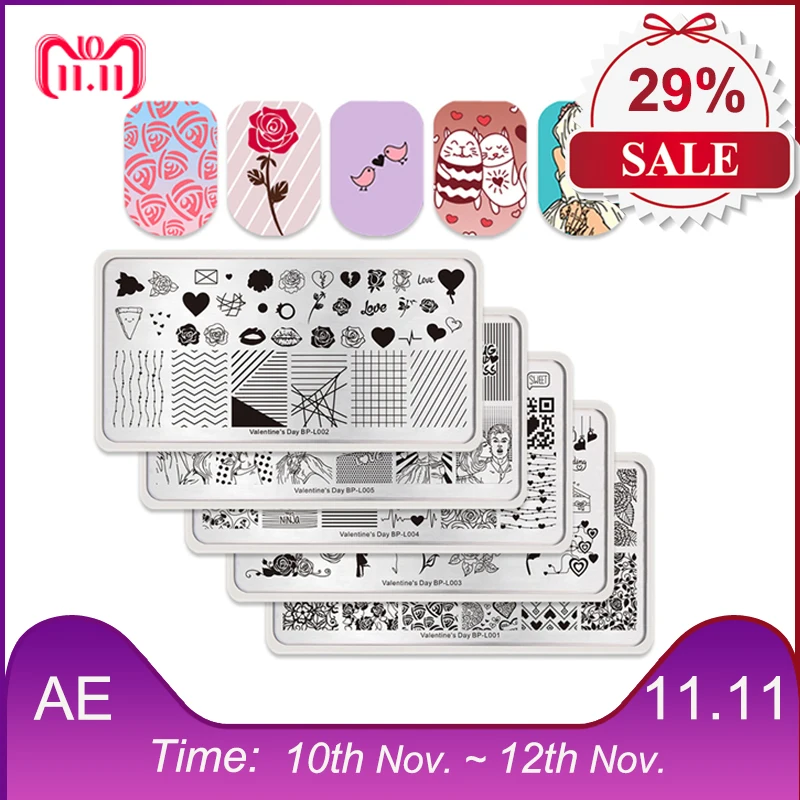 

BORN PRETTY Nail Stamping Plate Nail Art Stencils For Nails Design Manicure Popular Plate Instruments Tool