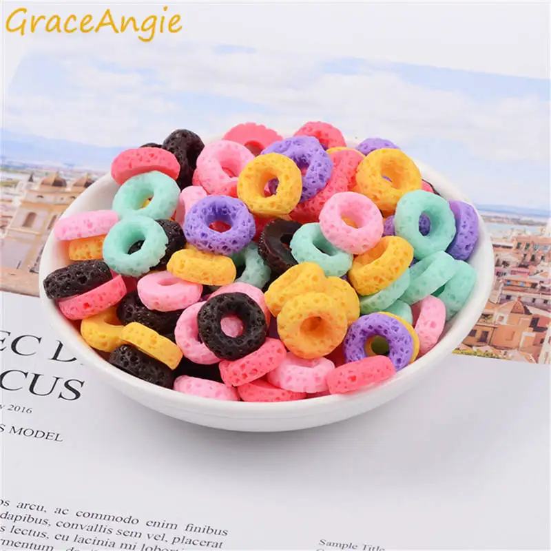 GraceAngie 30 шт./лот микс смолы пончик форма хлеба амулеты красочные аксессуары