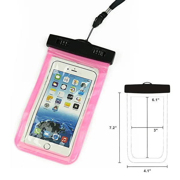 1 шт. 5,5 дюймов мобильного телефона Водонепроницаемый сумка Подводные Сухой Чехол для каноэ Байдарка Рафтинг лагерь Купание дрейфующих - Цвет: Розовый цвет