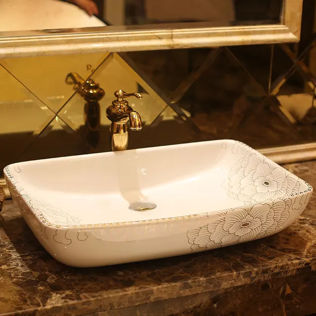 Rectangular Jingdezhen Bathroom Ceramic Sink Wash Basin Porcelain Rectangular Jingdezhen Bathroom Ceramic Sink Wash Basin Porcelain Counter Top Sinks Laundry Room