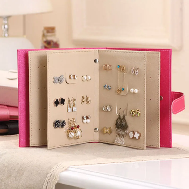 

Women Stud Earrings Collection Book PU Leather Earring Rings Storage Box Creative Jewelry Display Holder Jewellery Organizer