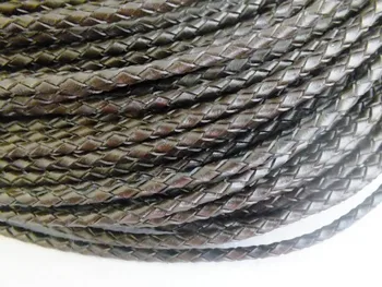 

Z-5429 Bulk 50m/Roll Dark Brown Briaded Leather Cord For Jewelry Making