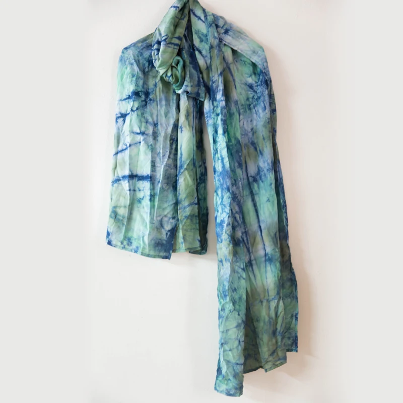 LZJN Tie Dye длинные женский шарф шаль ноил поплин шарфы с этническим орнаментом дамы