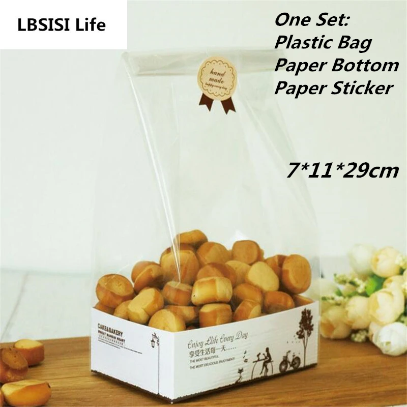 

10Sets Enjoy Life Cookie Candy Bread Plastic Packing Bags Boxes Cookie Clear Party Gift Chocolate Wedding Paper Self Stand Bags