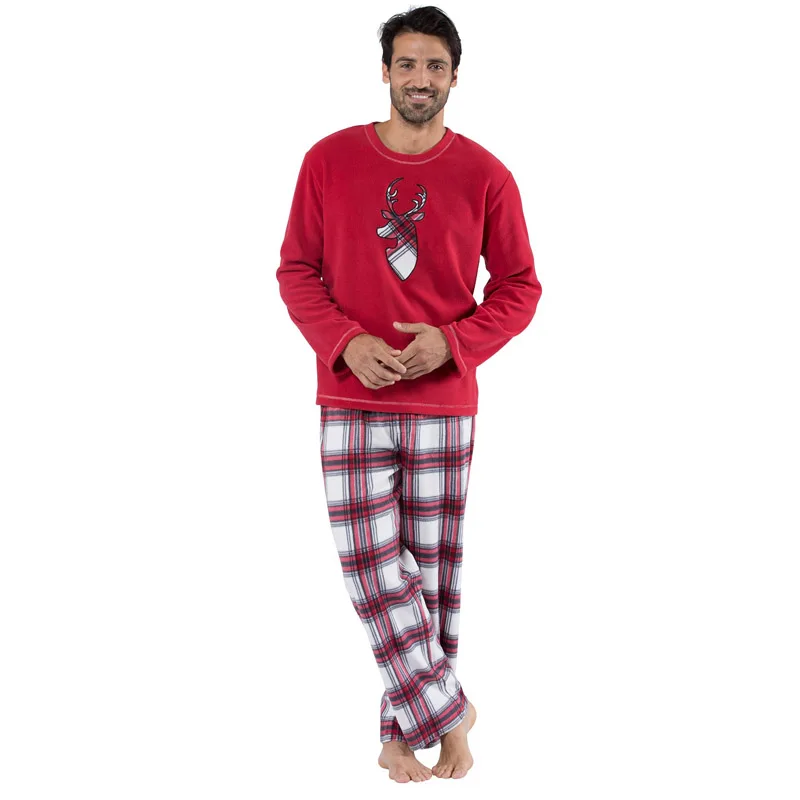Зимние Теплые Семейные рождественские пижамные комплекты для женщин и малышей, полосатые топы с принтом оленя, футболка, одежда для сна