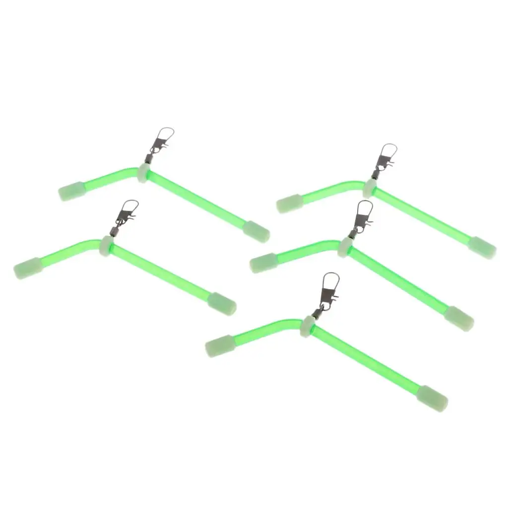 5Pcs  S/M/L  Plastic + Metal Anti  Booms with Snap and Swivel Luminous Fishing Rig Bent Booms Terminal Sea Fishing Tackle 