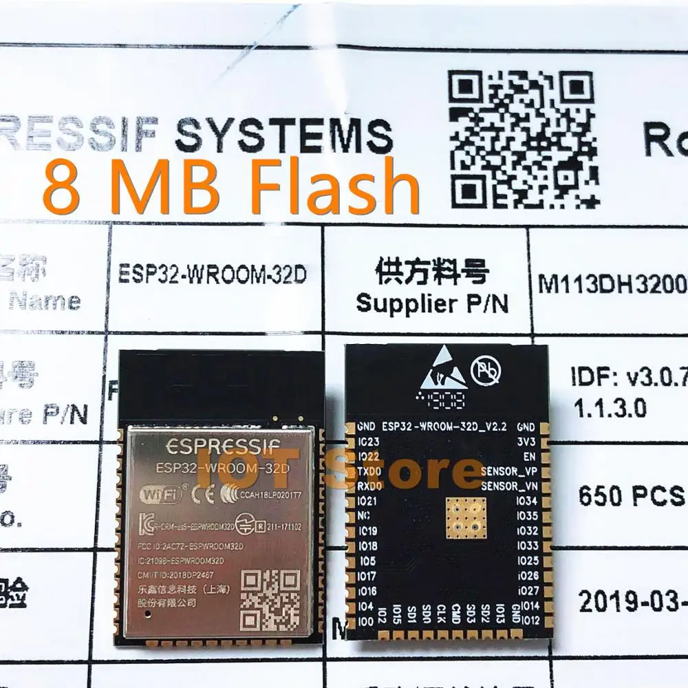 

ESP32-WROOM-32D 8MB Flash Memory Wi-Fi+BT+BLE ESP32 Module Espressif Original better RF perfermance