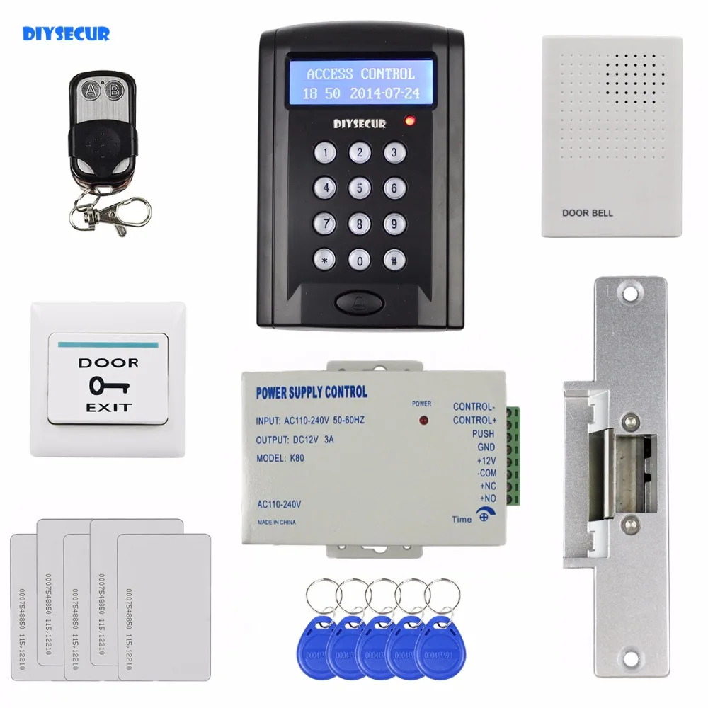 DIYSECUR Remote Controller ID Card Password Keypad Access Control Security System Kit + Strike Lock Door Bell New | Безопасность и