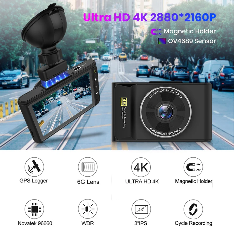 Junsun Q8 4K Ultra 2160P gps Автомобильный видеорегистратор камера трекер видео регистратор