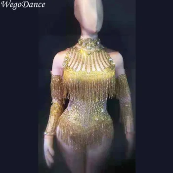 

new fashion Rhinestones leotard singer Bodysuit Women Birthday Celebrate Nightclub Clothes high quality freeshipping