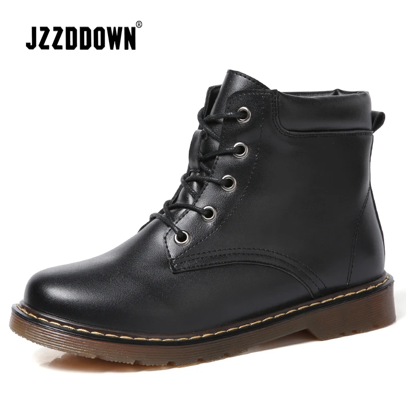 

JZZDDOWN boots women genuine leather with fur warm women's winter boots short plush ankle boots for women ladies female shoes