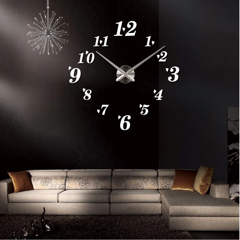 3d big size rushed wall clock mirror sticker diy brief living room