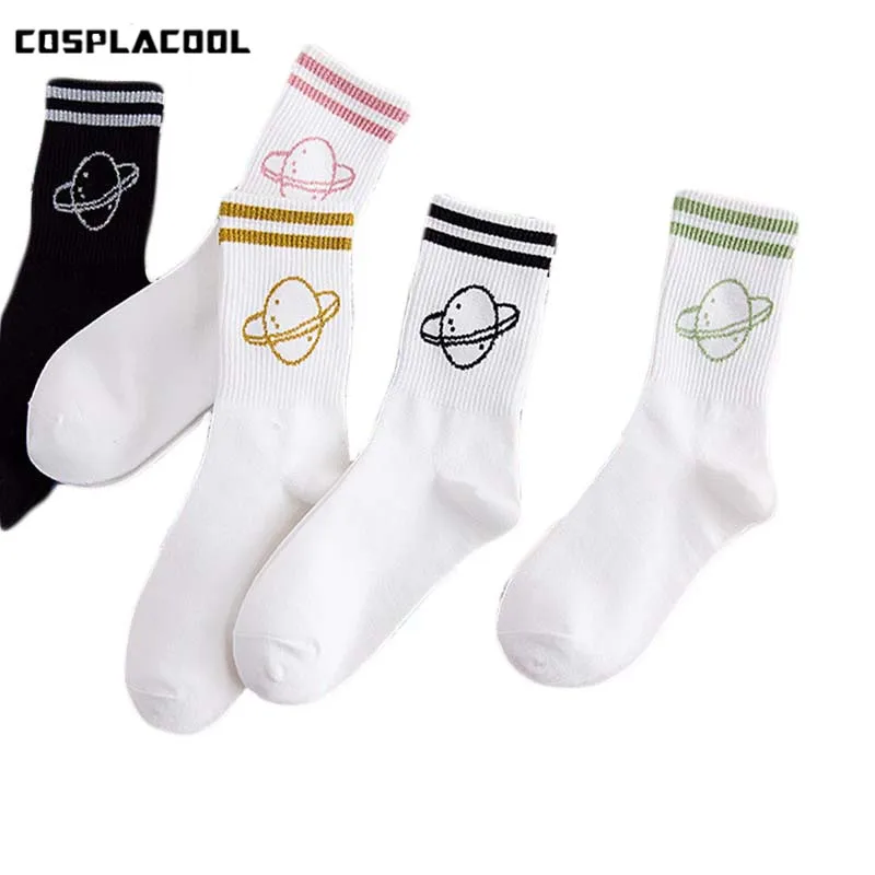 

[COSPLACOOL]Colorful Cotton Flight Pattern Fashion Gold Silver Silk women socks comfortable Two Striped meias calcetines mujer