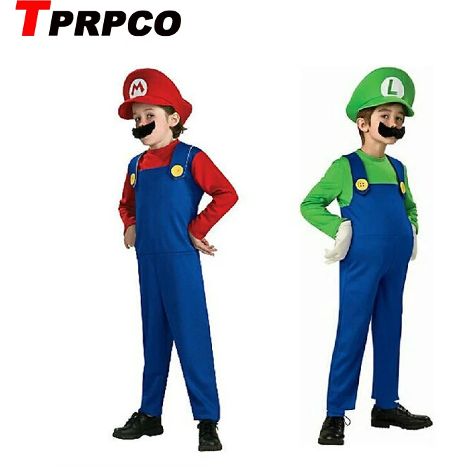 

TPRPCO Cosplay Adults and Kids Super Mario Bros Cosplay Dance Costume Set Children Halloween Party MARIO & LUIGI Costume fo