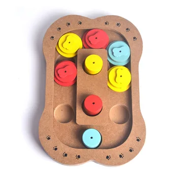 

Natural Food Treated Wooden Paw Shape Pet Dog Cat IQ Training Toys Educational Feeding Game Paw Puzzl Plate Juguetes Para Perros