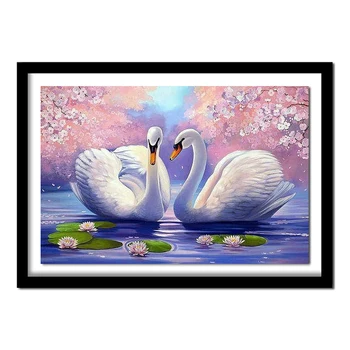 

Full Diamond Embroidery Needlework Diy Rhinestones Cross Ctitch Kits Full Diamond Natural Swan Flower BB1483