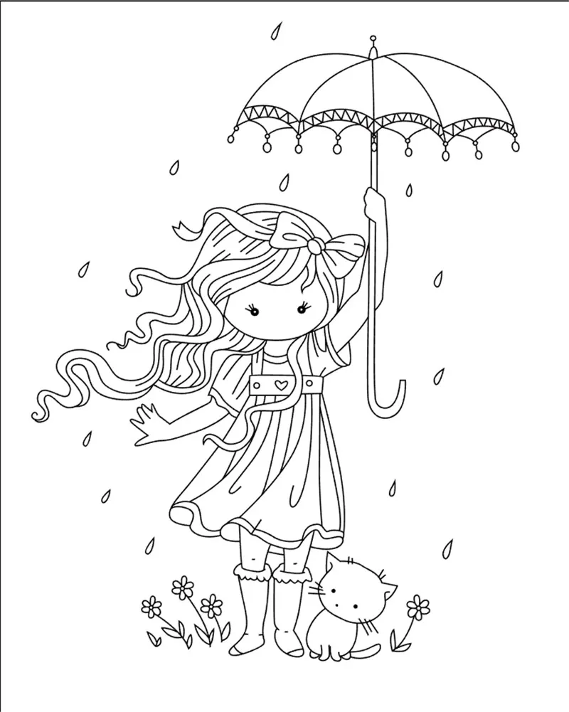 

10x8 Girl holding an umbrella Transparent Clear Stamps for Scrapbooking for DIY Card Making Cutting Crafts Stencil