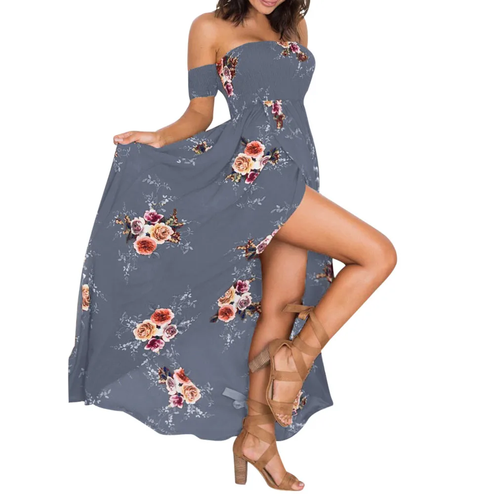 

JAYCOSIN Boho Style Long Dress Women Off Shoulder Beach Summer Floral Print Vintage Chiffon Dresses Plus Size Dropship Z0411
