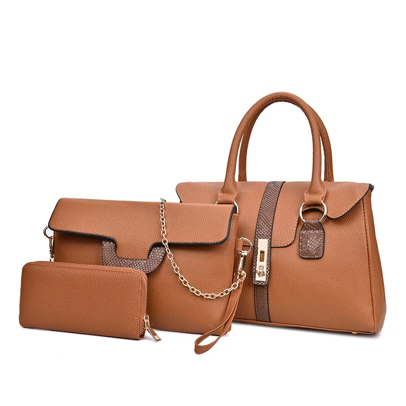 

3 Pcs/Set Pu Leather Women Bag High Quality Casual Female Handbags Large Capacity Composite Bag Big Women Shoulder Bags