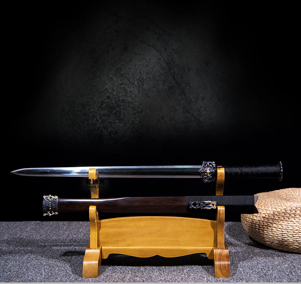 Ручной работы изогнутая сталь Полный Тан Китайский Меч битва династии Хань меч Han jian острый меч октаэдрический лезвие Han jian Дракон бюстгальтер