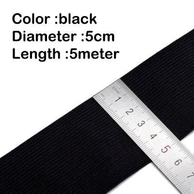 5-10 м/мешок 20-60 мм нейлоновая плоская эластичная лента для шитья аксессуары Резиновая лента для шитья тесьма для одежды Нижнее белье Черный Белый - Цвет: 50mm 5meter black