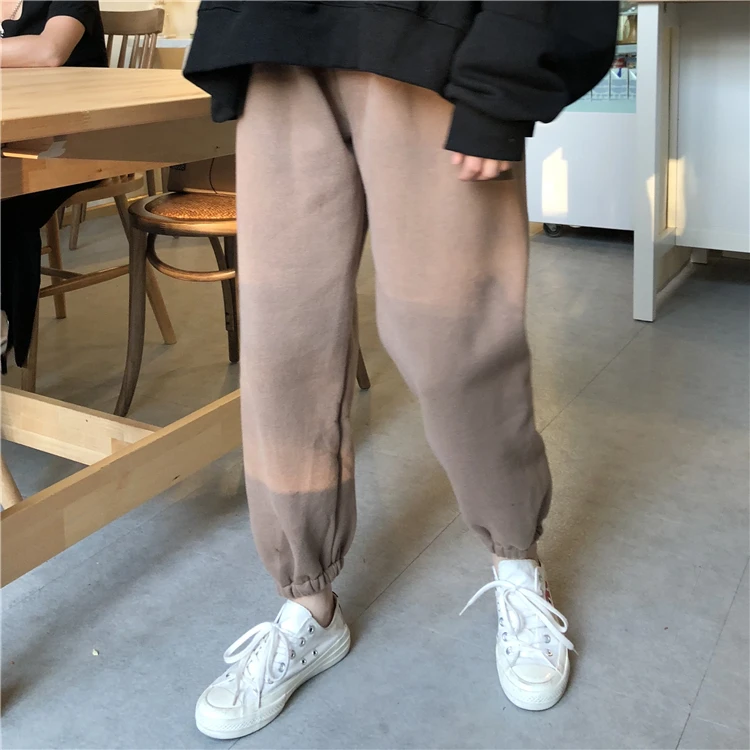 Зимние бархатные плотные штаны с эластичной резинкой на талии, свободные, один размер, одноцветные Хлопковые Штаны-шаровары, женские повседневные теплые брюки с поясом
