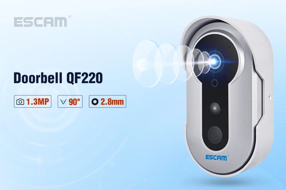 Дверной звонок QF220 1280x960 высокое разрешение Встроенный аккумулятор 3000 мАч инфракрасный беспроводной умный дверной звонок 960 P P2P IP камера