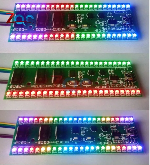 16 LED VU Meter Level Indicator Dual Channel MCU Adjustable Pattern Display LED