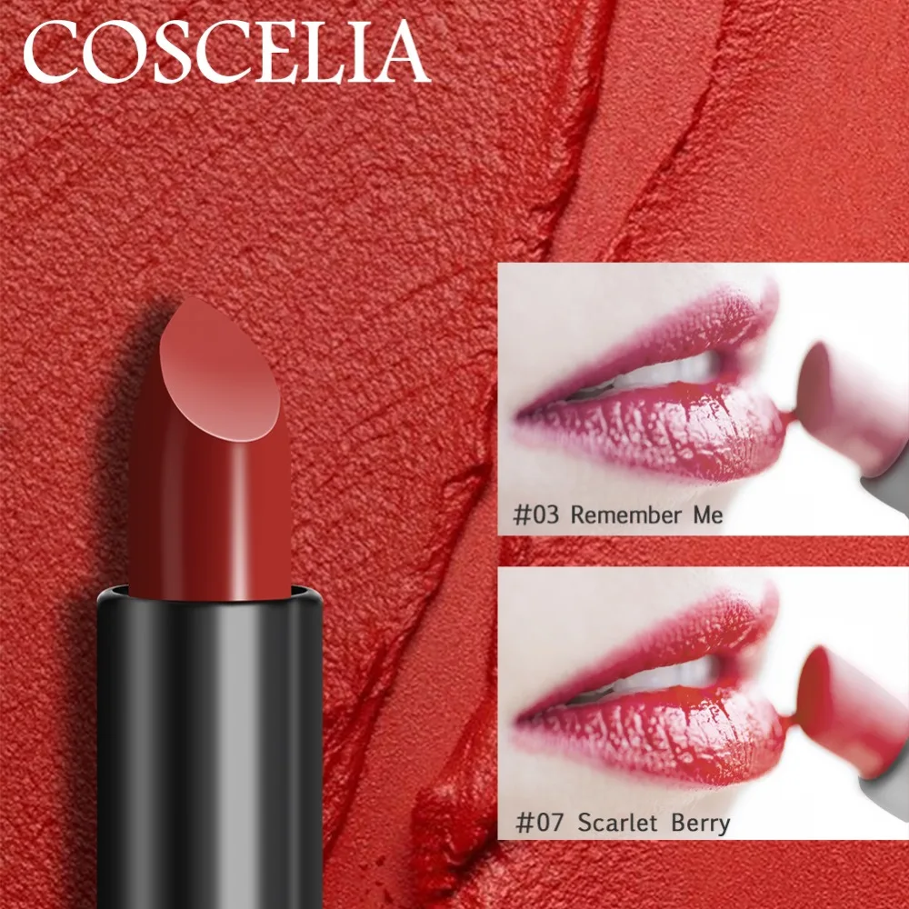 

COSCELIA New Lipstick Matte Waterproof Velvet Lip Stick 12 Colors Sexy Makeup Matte Lipsticks Beauty Lips