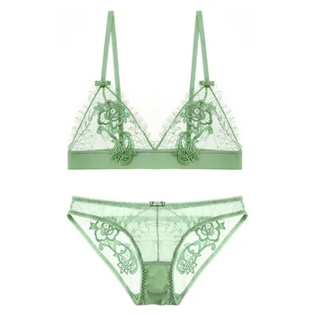 

Ultra-thin Lace Bra Set/Bralette Women Underwear Set Transparent Female See Through Top Design Underwear yw149