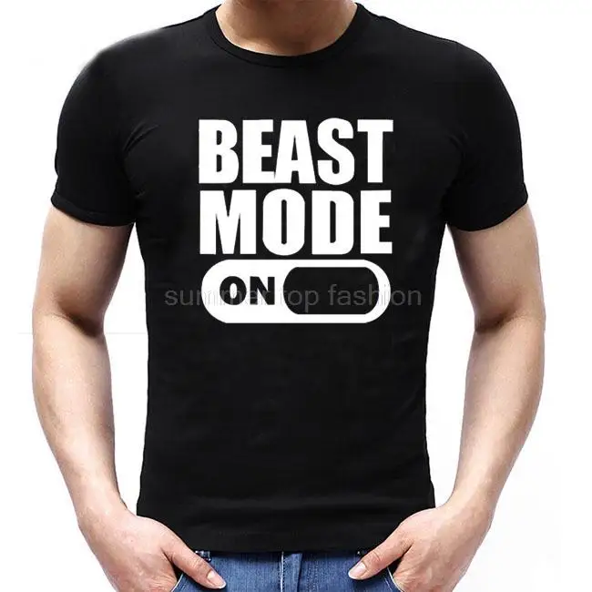 

Summer BEAST MODE ON WEIGHTLIFTING Motivation Bodybuilding T-shirt Man Summer Crewneck T Shirts TShirt Men