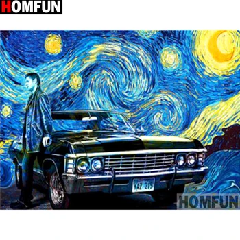 

HOMFUN Full Square/Round Drill 5D DIY Diamond Painting "Car man" Embroidery Cross Stitch 5D Home Decor Gift A14928