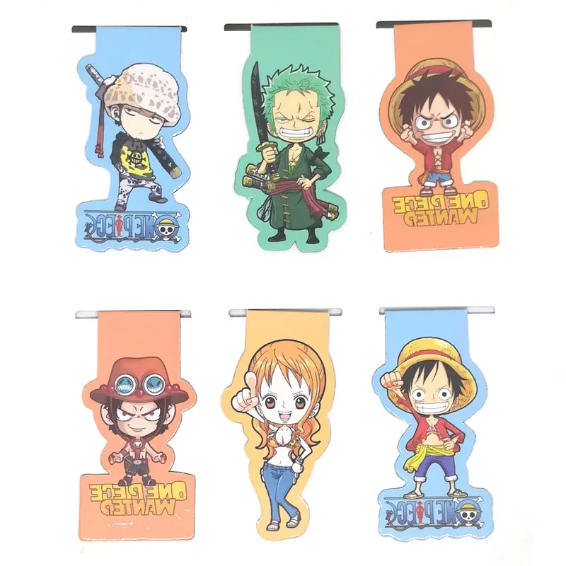 

6pcs Anime One Piece Magnetic Bookmark Cartoon Magnet Bookmark Child Student Kawaii Gift Bookmarks Office Stationery