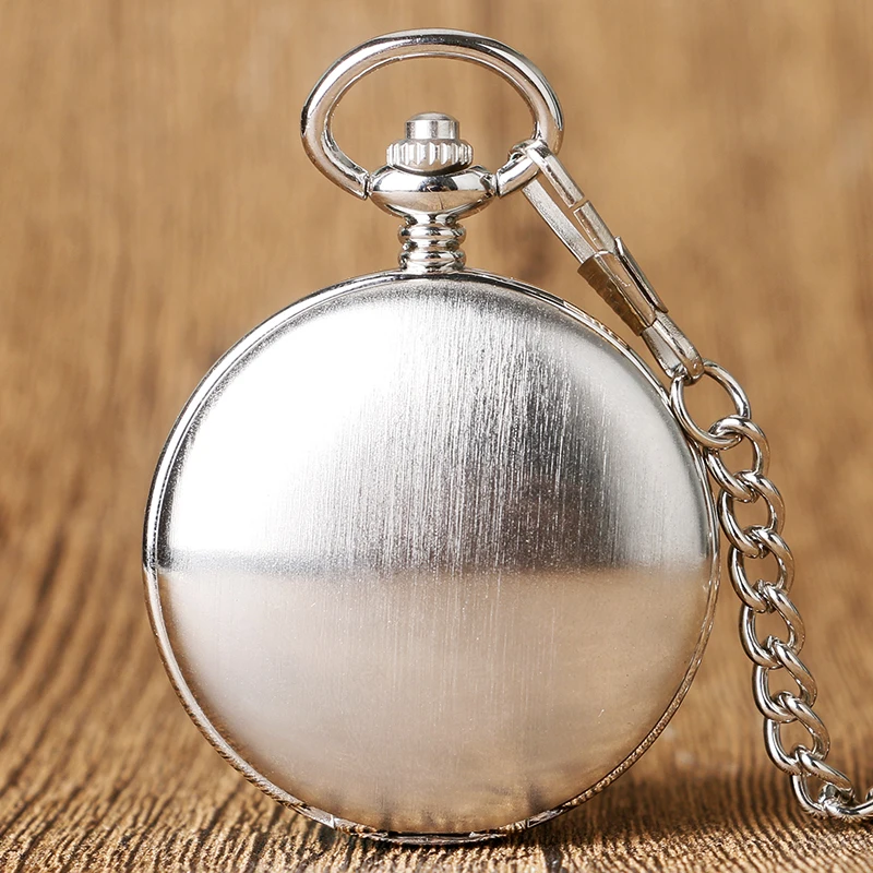 Unique Silver Smooth Double Cover Mechanical Pocket Watch Men's Creative Hollow Skeleton Clock Hand Winding Roman Numerals Watch 2017 2018 Gifts (2)