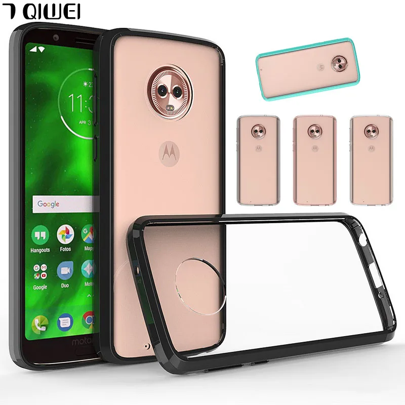 

For Moto G6 G6Plus G6Play Case Crystal Hybrid Bumper Clear Hard Acrylic Case For Motorola G6 / G6 Plus / G6 Play Back Cover Capa